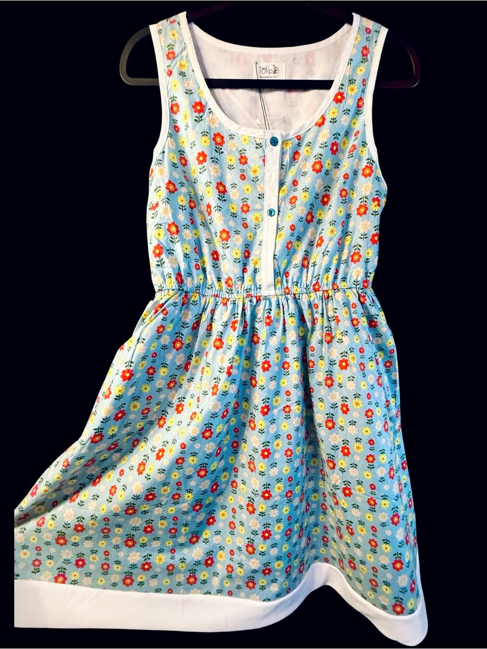 Tulip B Blue Floral Prairie Midi Dress Retro Vintage Inspired NWT
